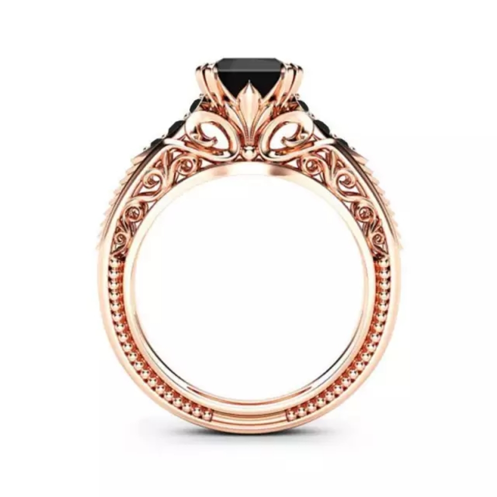 New Rose Gold Plated Black Sapphire Ring - Picture 2 of 5